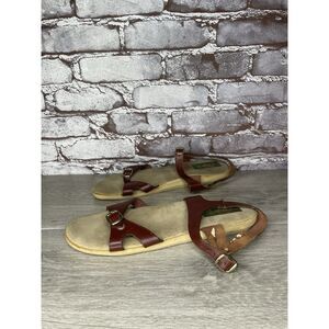 Fayva Brown Genuine Leather Ankle Strap Sandals Women's Sz 10M US/41EU 3896-328